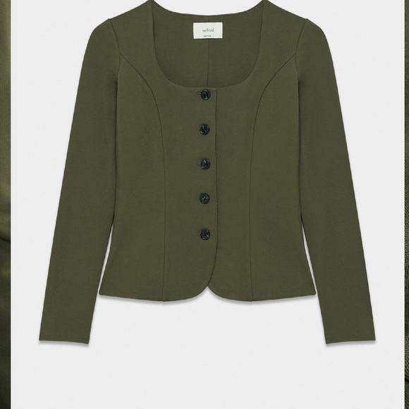 Wilfred Felice Ponte Top Ponte-knit button-up blouse Size 4 Green - Picture 7 of 15